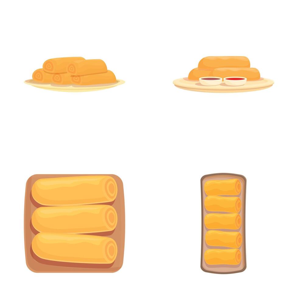 Assortment of pancake roll illustrations vector