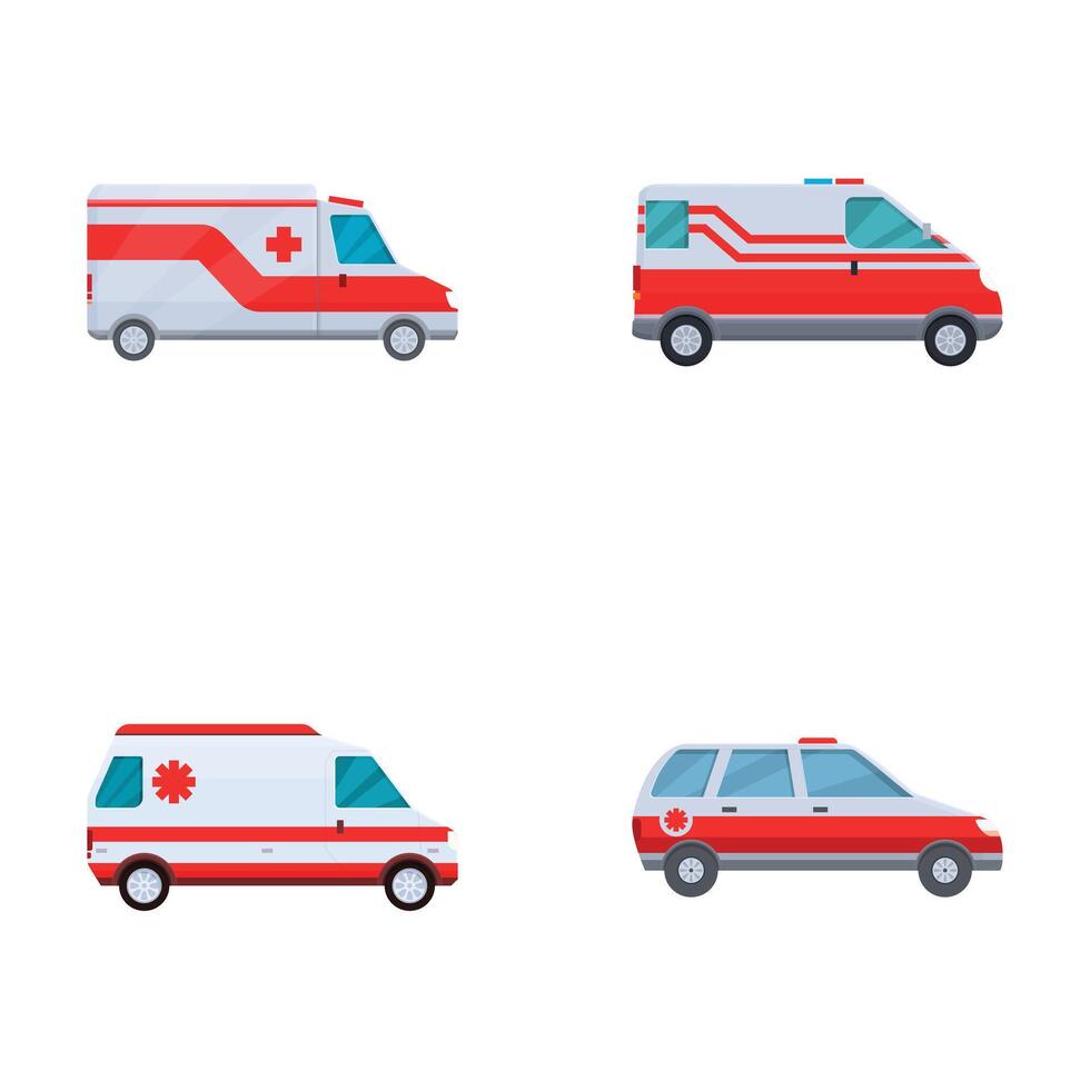 Four different styles of emergency vehicles on a white background vector
