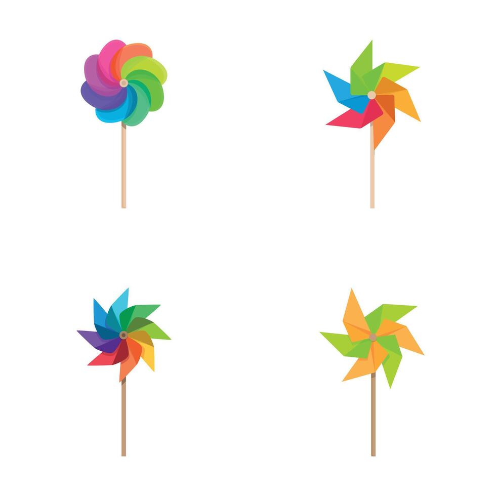 Colorful pinwheel set on white background vector