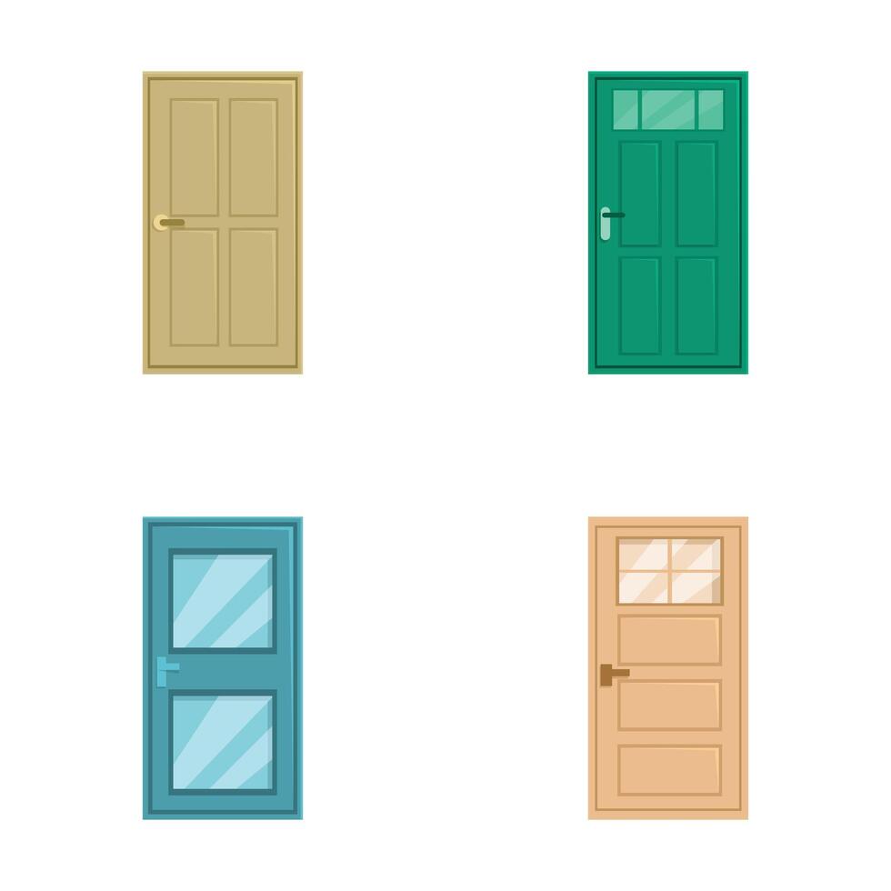 Set of various style doors isolated on white vector