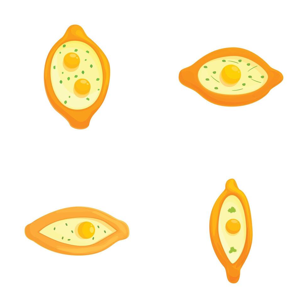Set of cartoonstyled fried eggs on white background vector