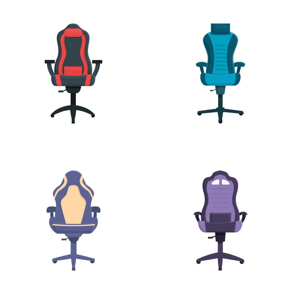 Set of modern office chairs on white background vector