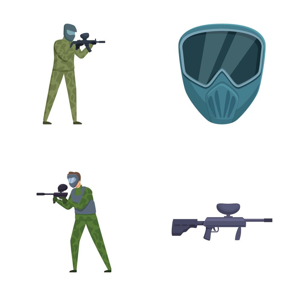 Cartoon sniper and tactical gear set vector