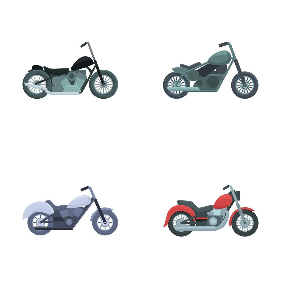 Set of four motorcycle illustrations vector