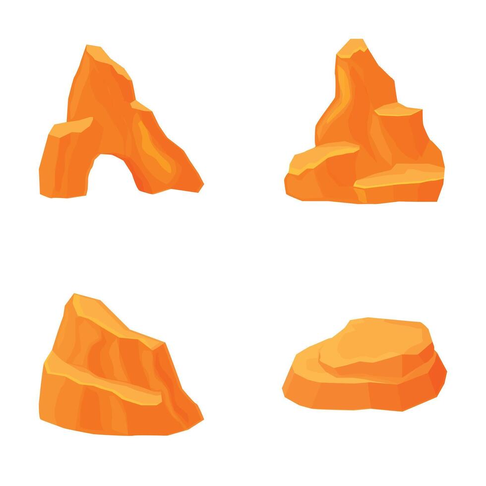 Isometric cartoon rocks and stones set vector