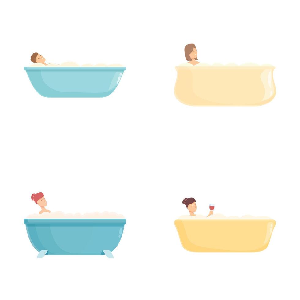 Set of bath time illustrations vector