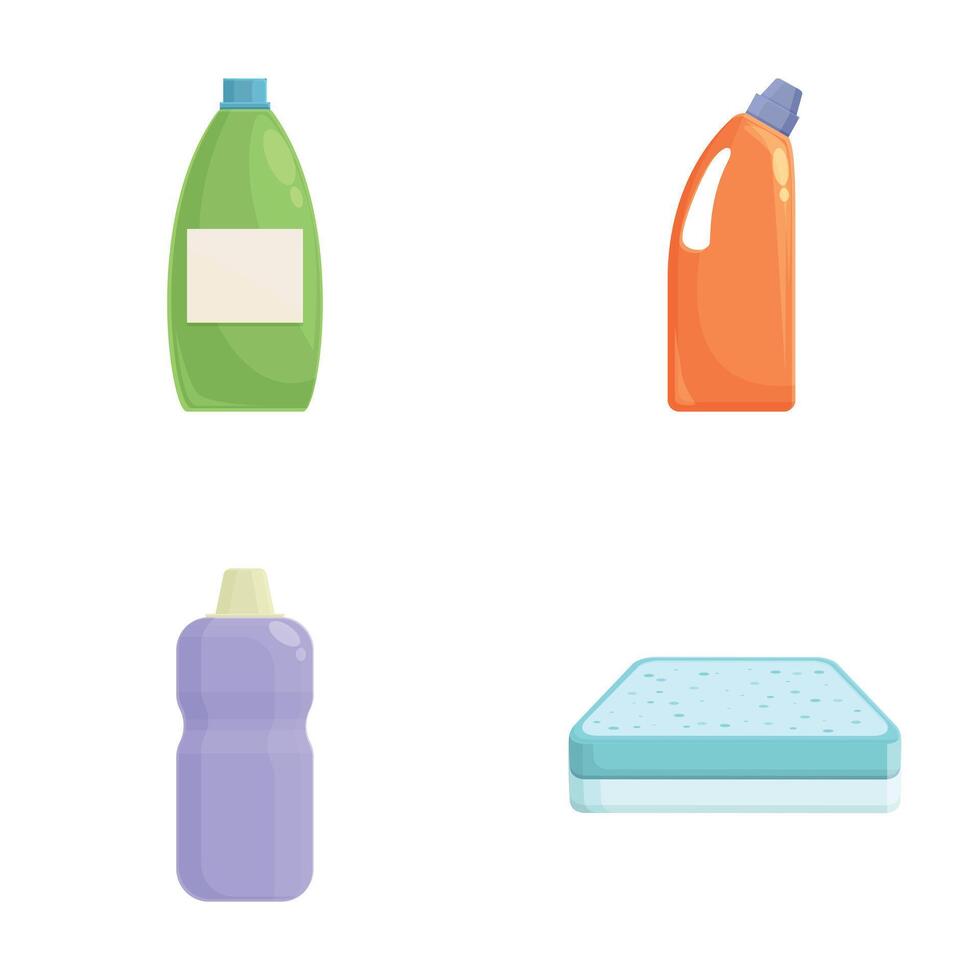 Variety of household plastic containers and sponge vector