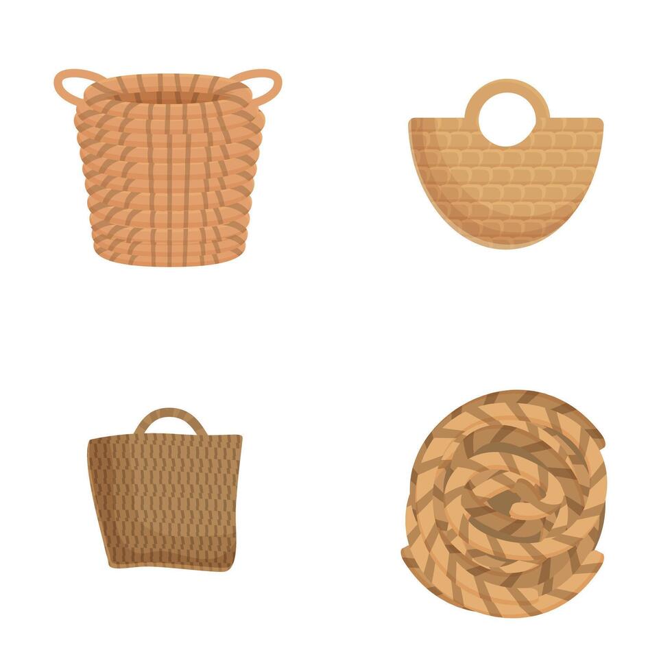 Set of woven baskets illustration vector