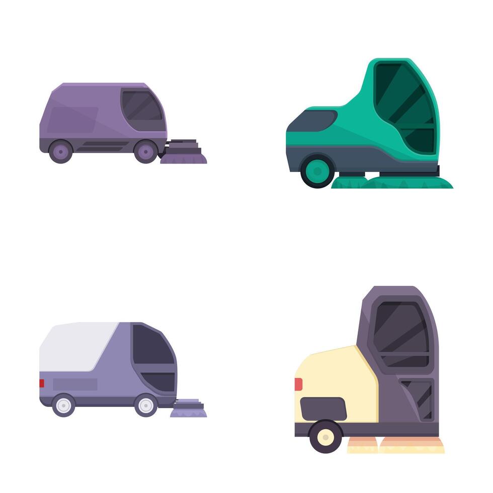 Set of modern electric delivery vans illustration vector