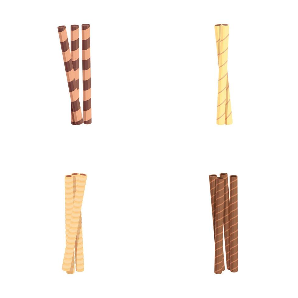 Assorted chocolate and vanilla wafer sticks isolated vector
