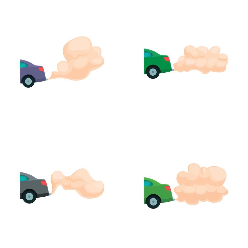 Cartoon car exhausting pollution clouds vector