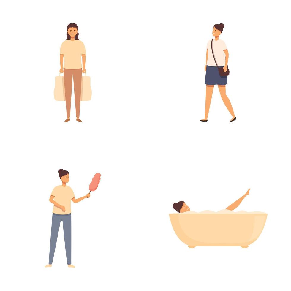 Diverse daily life activities illustration set vector