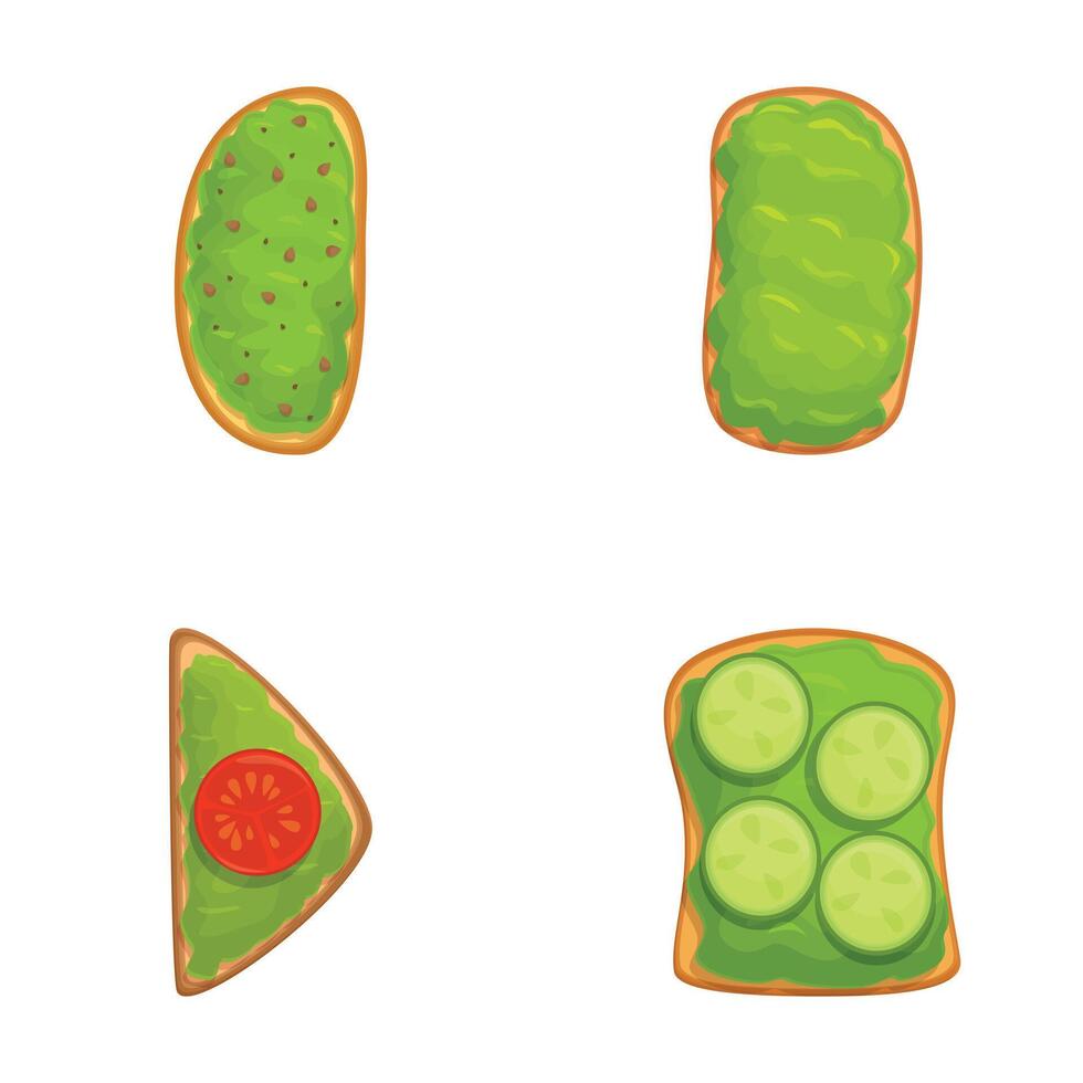 Assorted cartoon toast toppings illustration vector