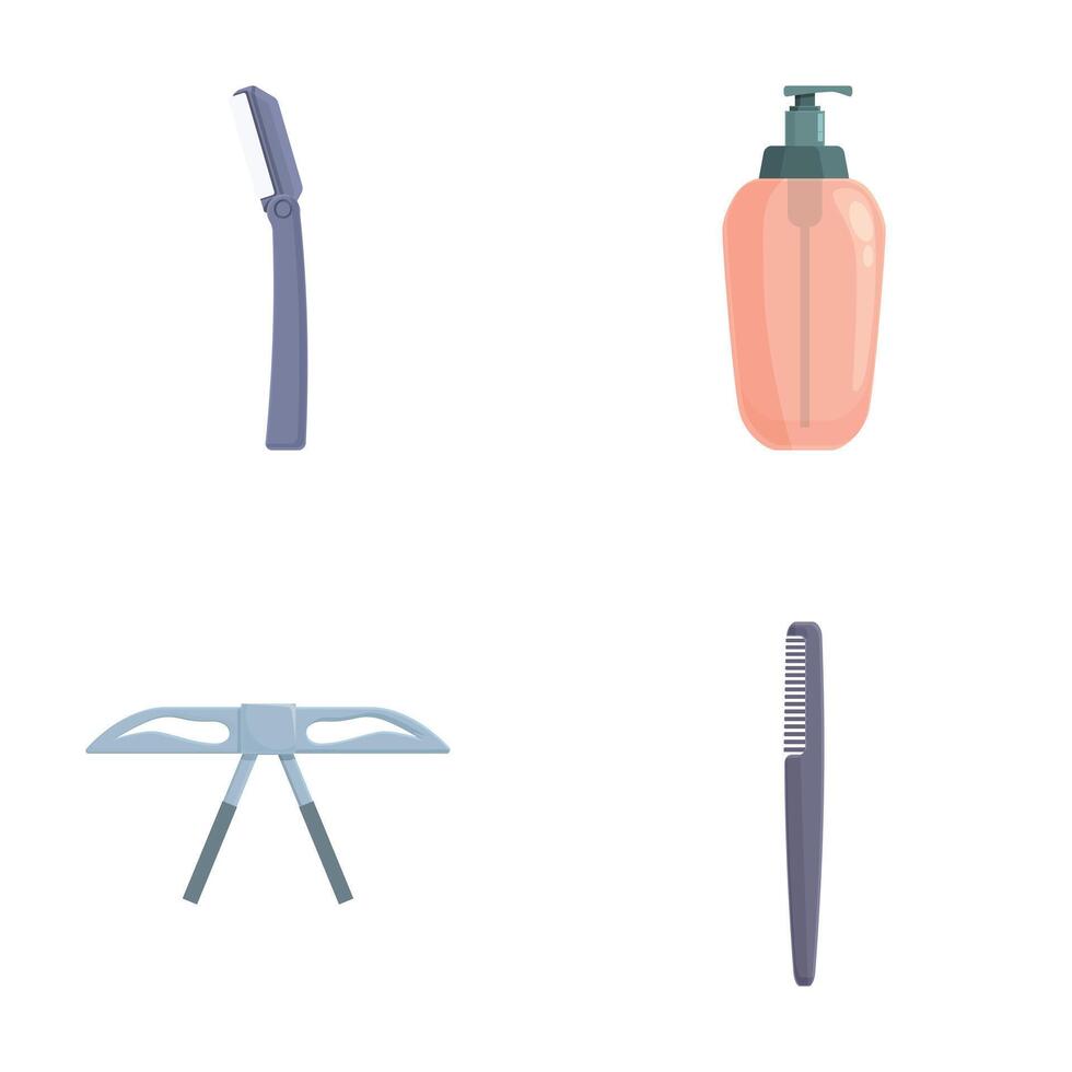 Collection of essential bathroom accessories in a clean format vector