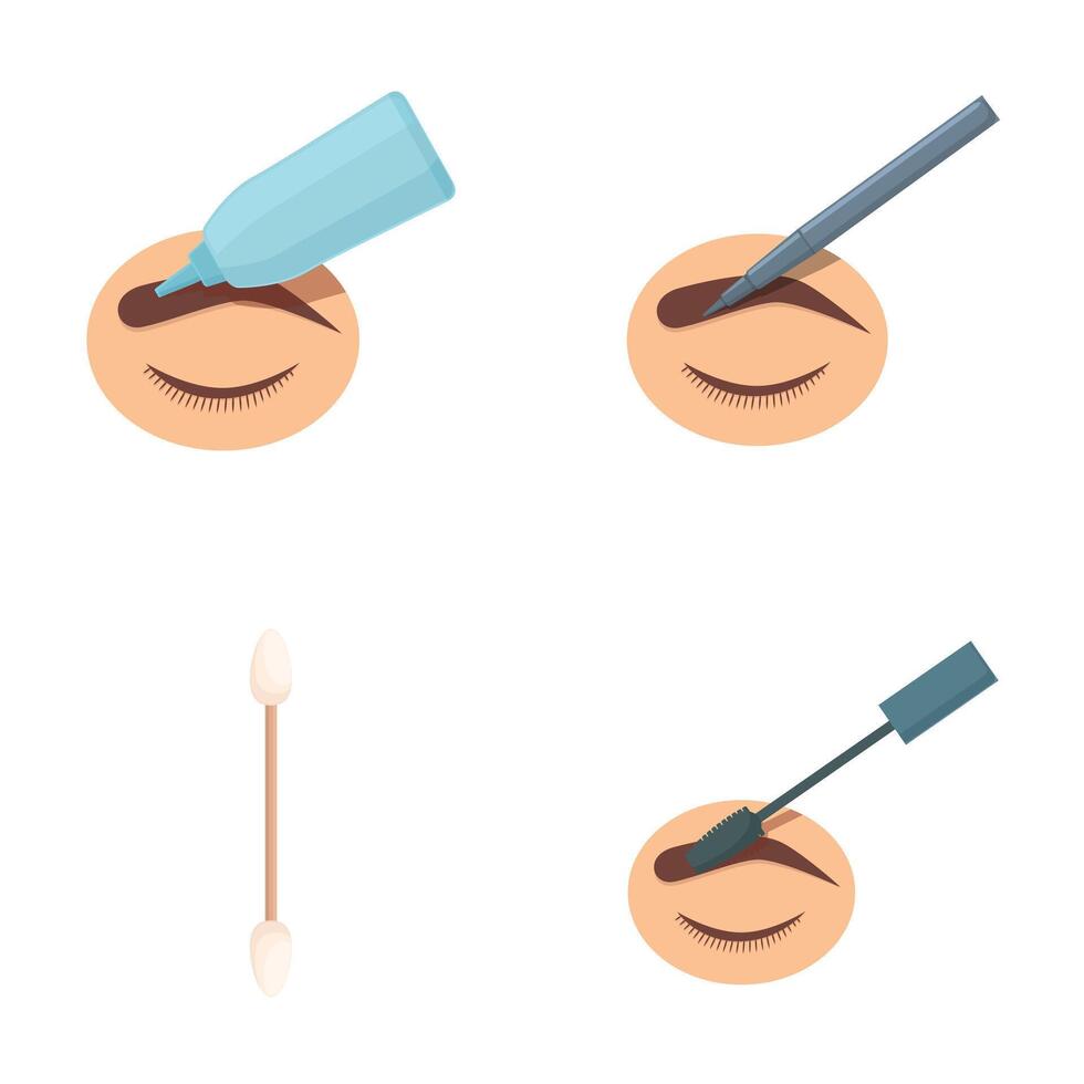 icons set showing four steps of eye makeup application vector
