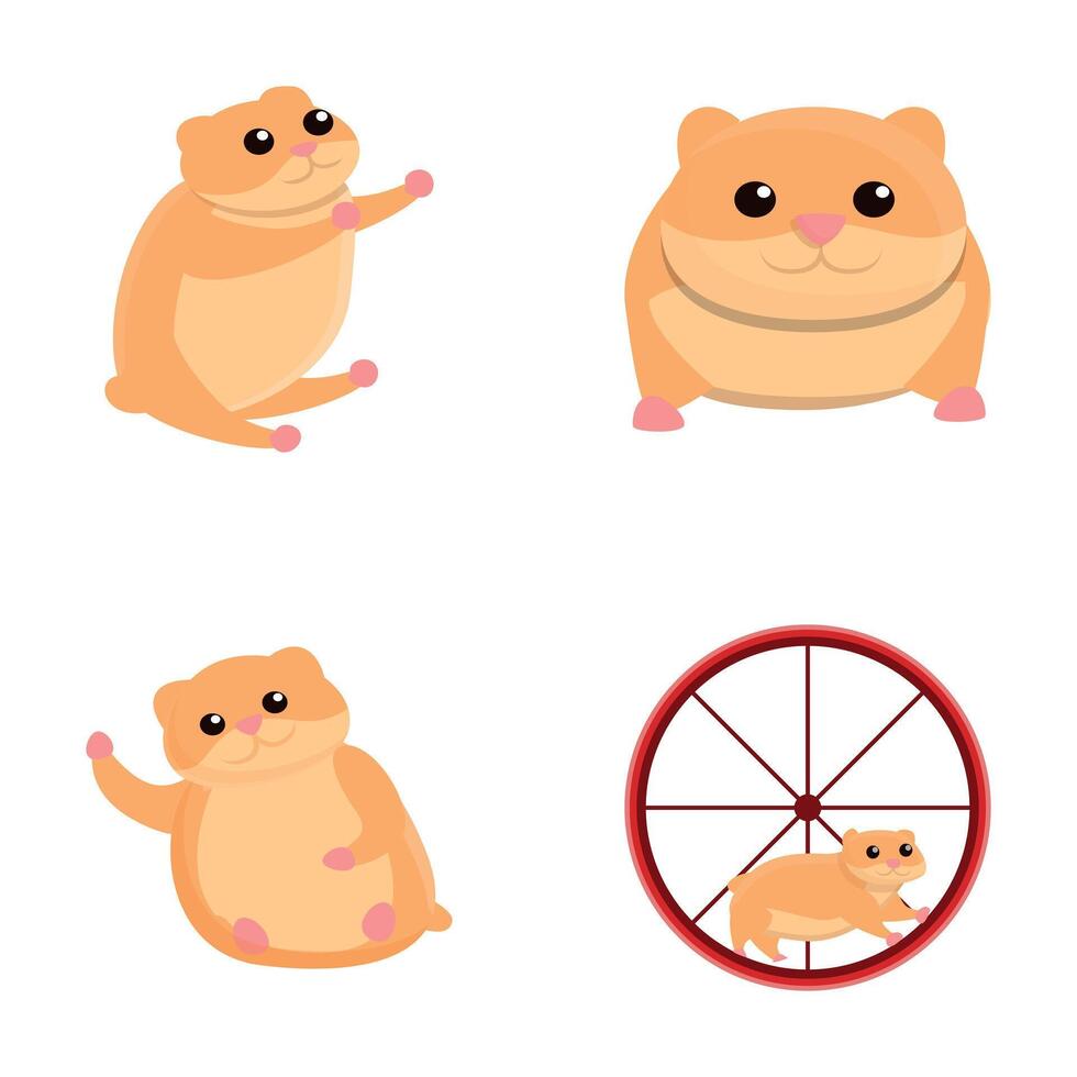 Pet hamster icons set cartoon . Animal rodent vector