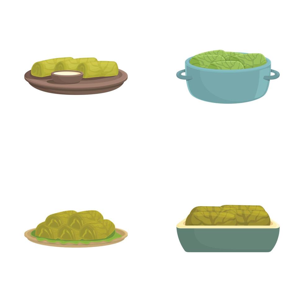 Assorted cabbage dishes set vector