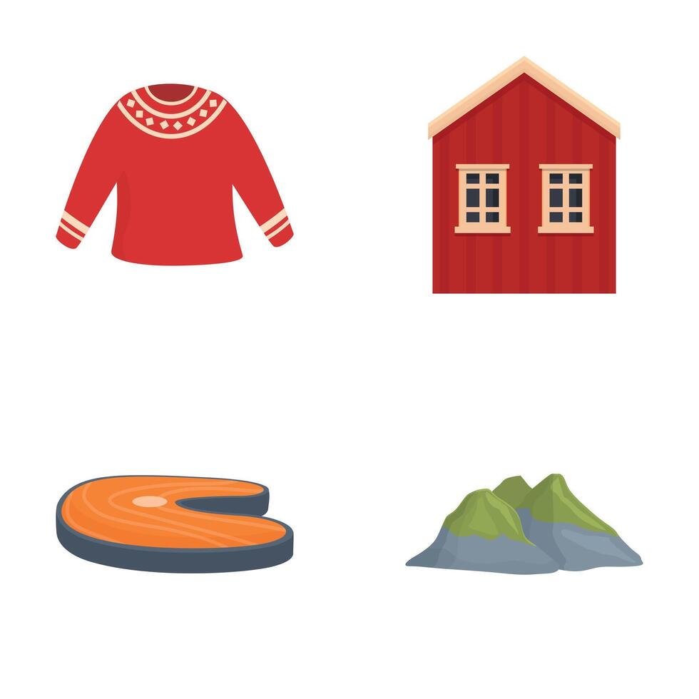 Scandinavian culture and nature icons set vector