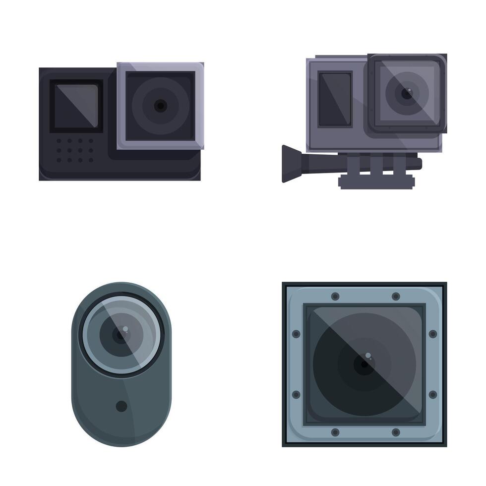 Variety of modern camera icons set vector
