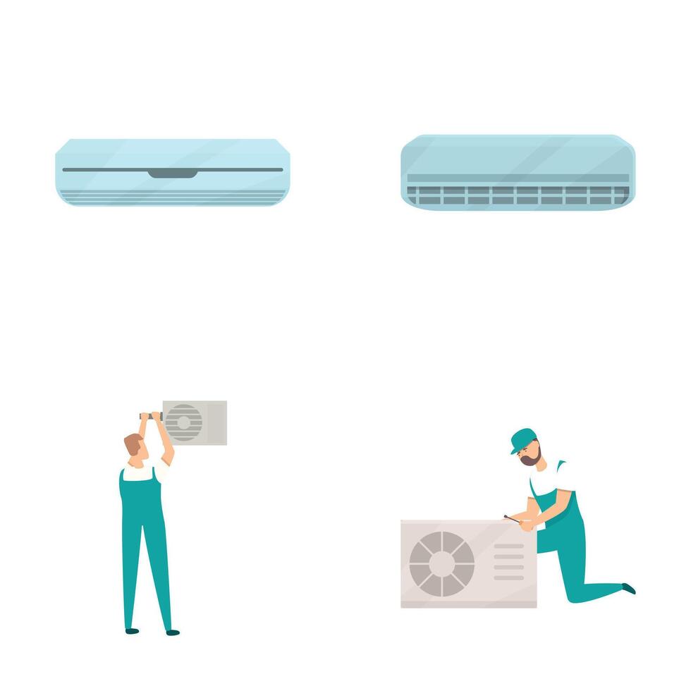 Air conditioning service icons set vector