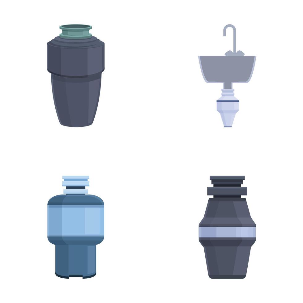 Assortment of modern water filters icons vector
