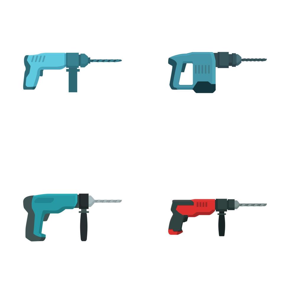 Set of various electric drills icons vector