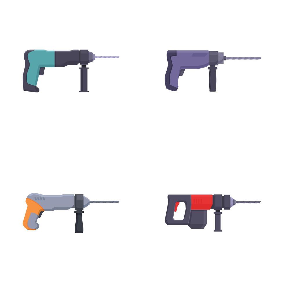 Set of electric drills in various designs vector