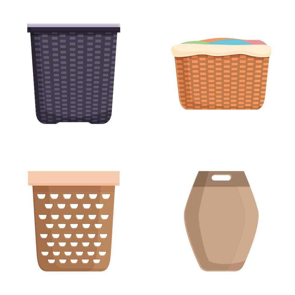 Set of four illustration of diverse baskets and bins vector