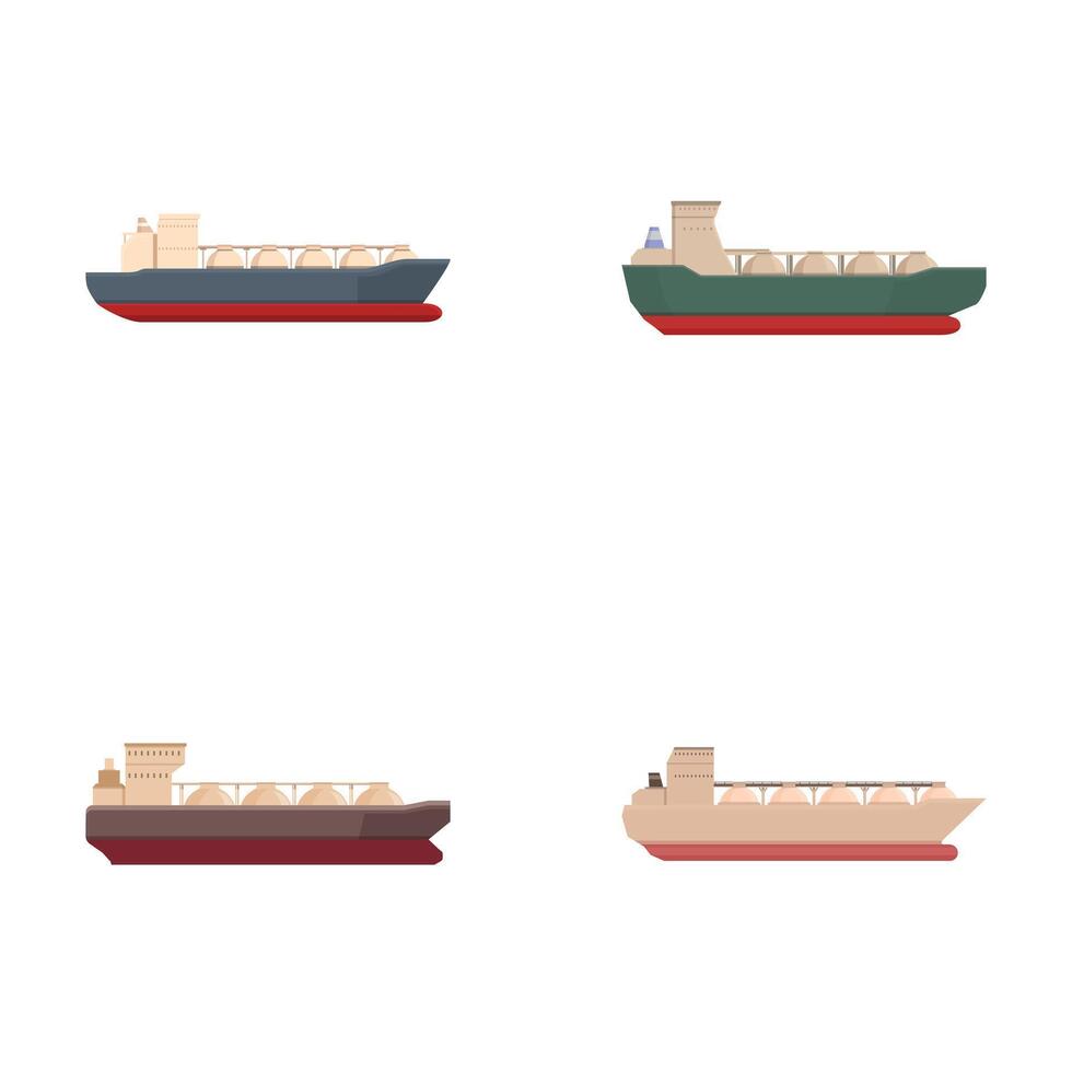 Container ships set flat design vector