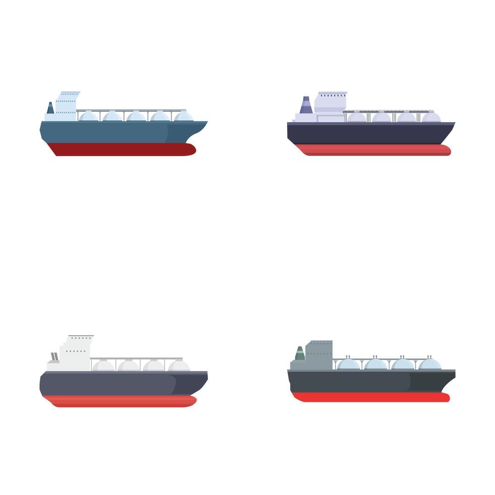 set of cargo ships vector