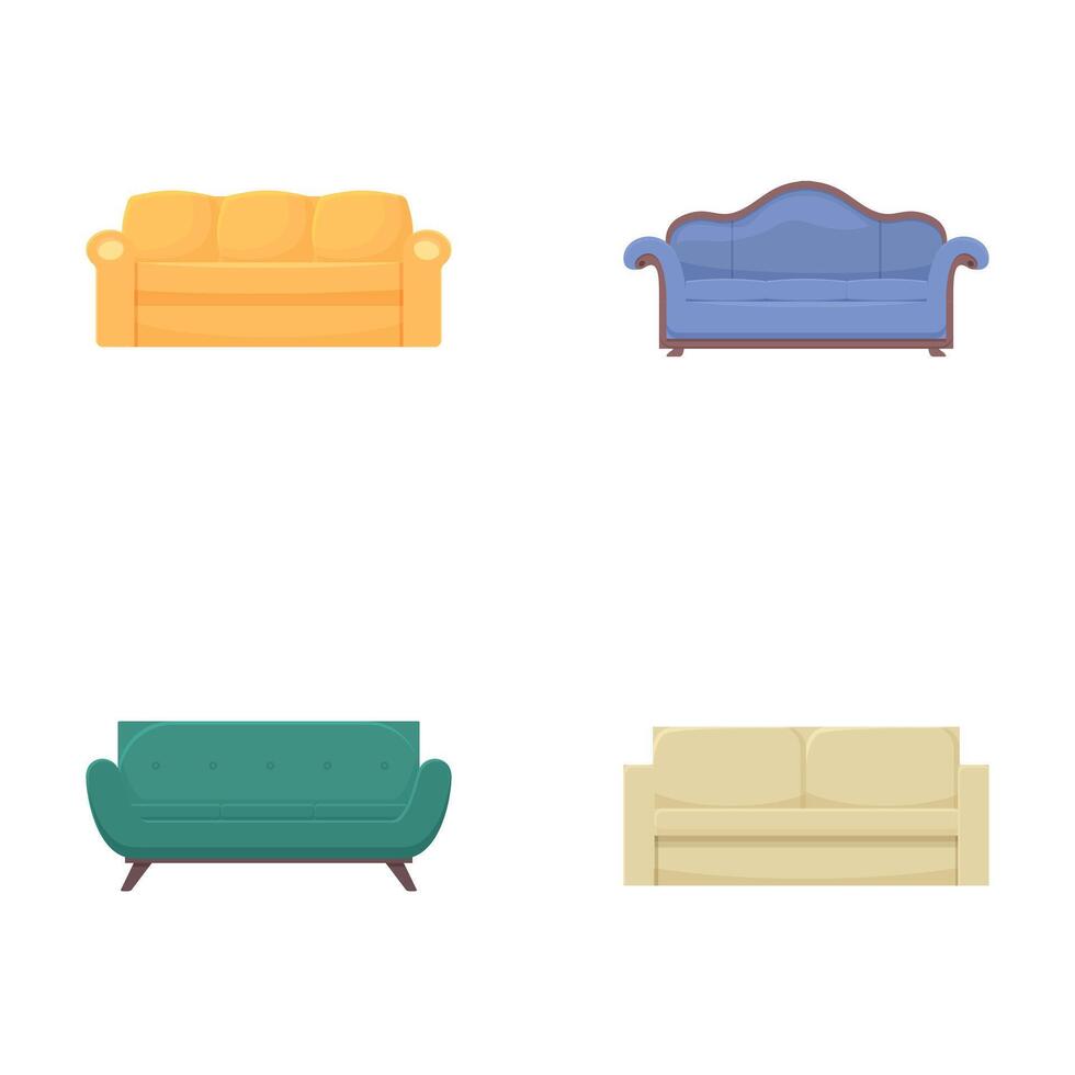 Set of colorful sofa icons vector