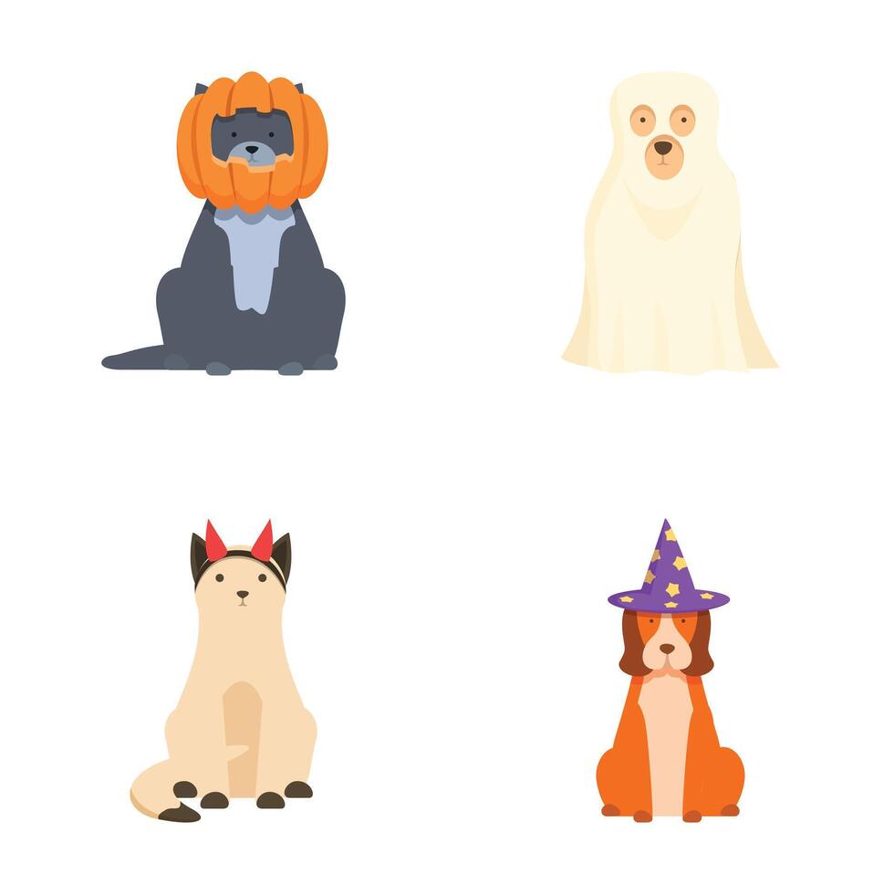Adorable animals in festive costumes illustration set vector