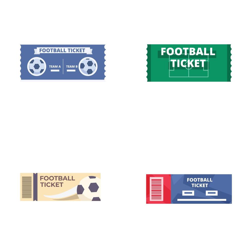 Set of football match tickets icons vector