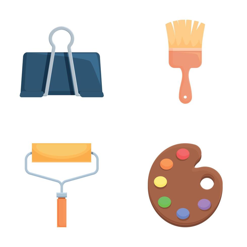 icons of painting and art tools vector