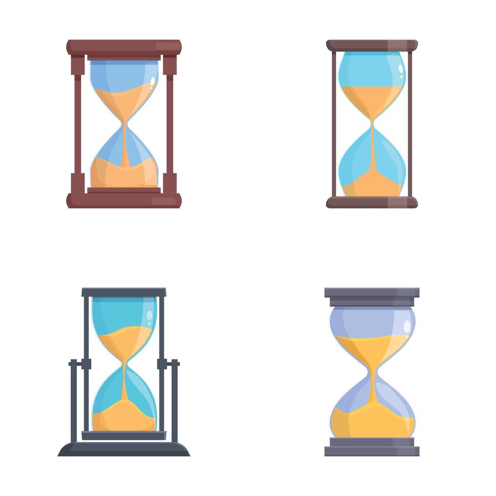 Set of four flat style hourglass icons vector