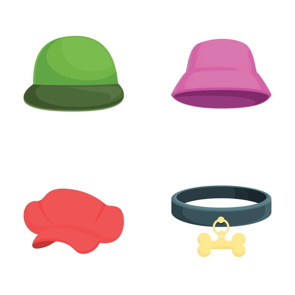 Variety of cartoon hats and accessories vector