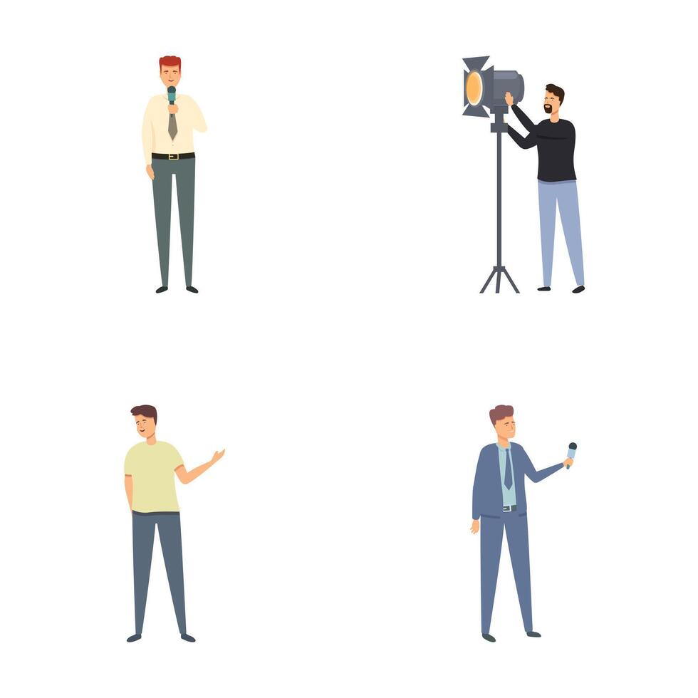 Set of four male professionals in various poses isolated on white background vector