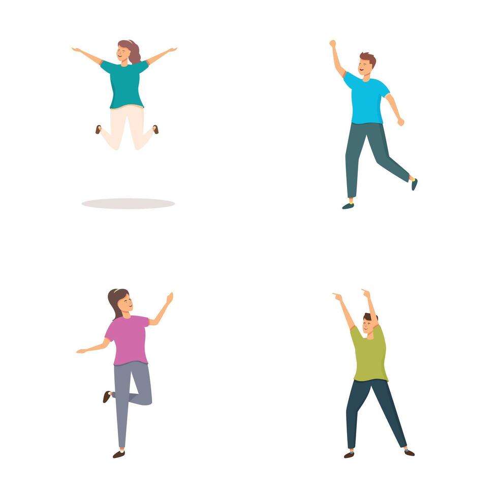 Set of happy people jumping and celebrating vector