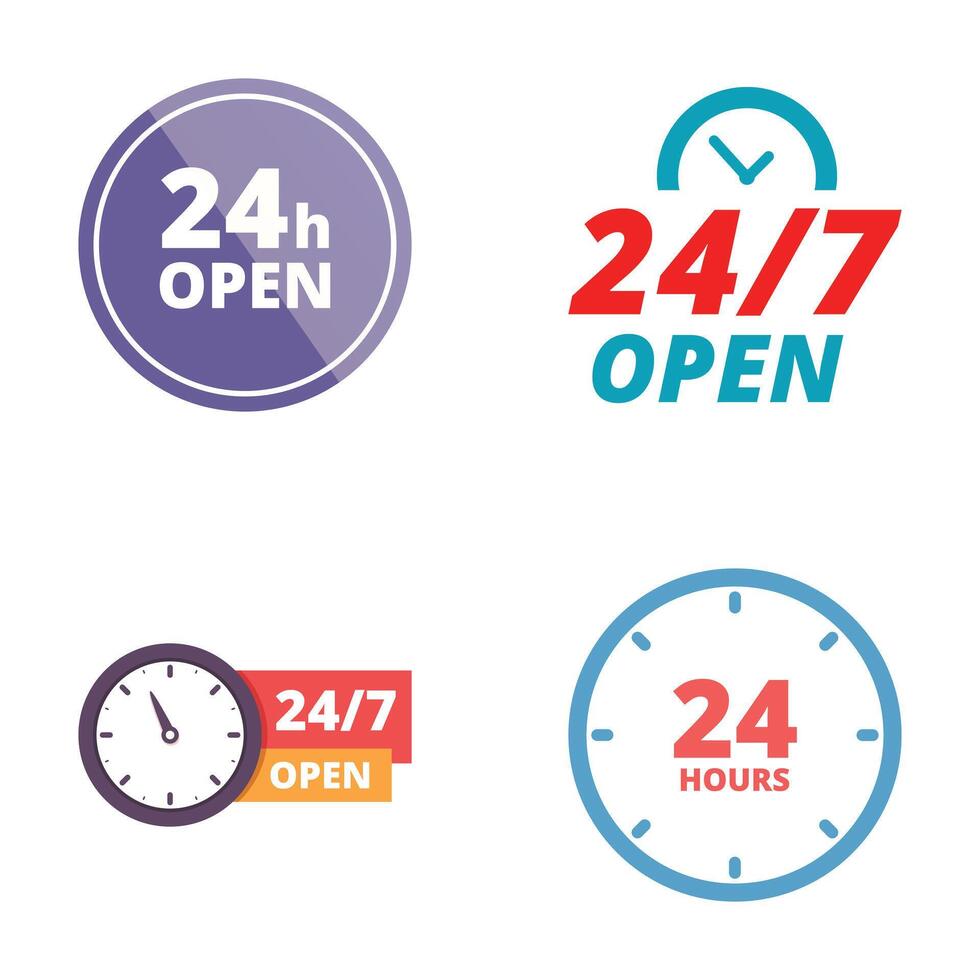 Set of roundtheclock service icons vector