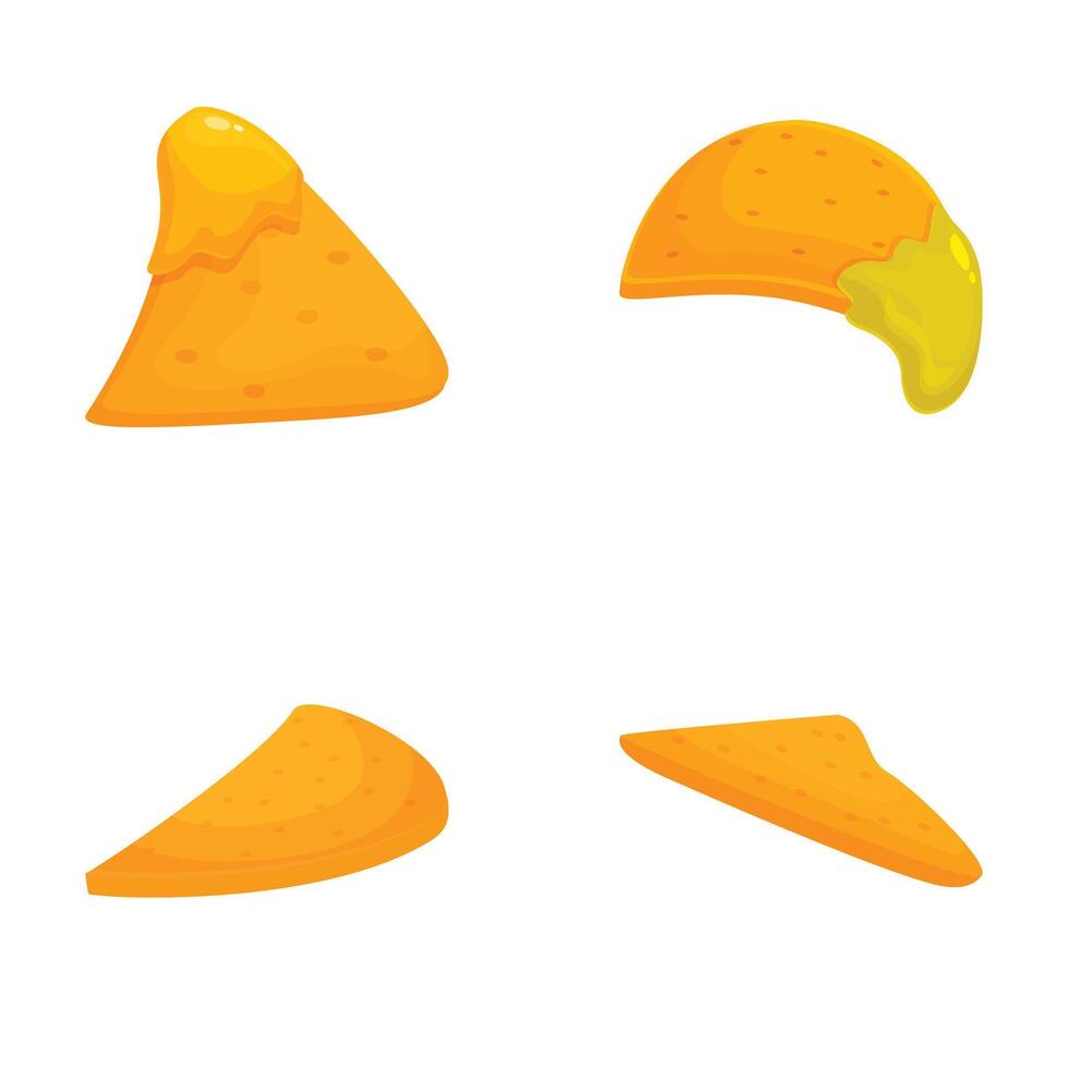 Assorted nacho cheese tortilla chips set vector