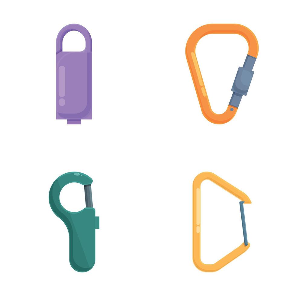 Assorted climbing carabiners isolated on white vector