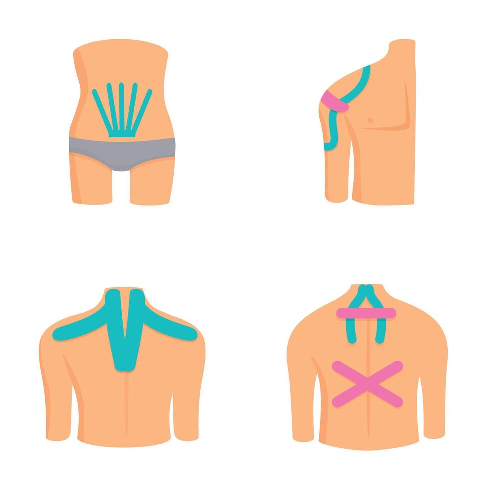 Set of human body parts with injuries and pain vector