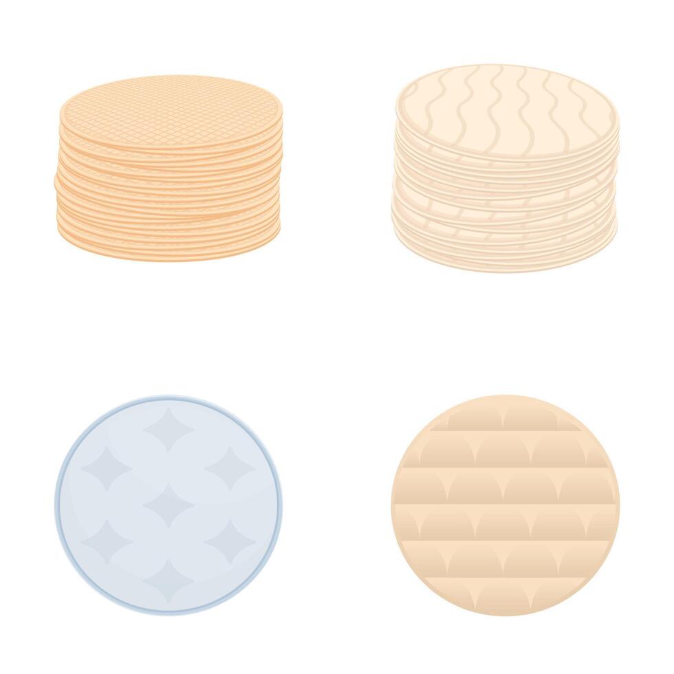 Variety of cartoon wafers and cookies icons vector