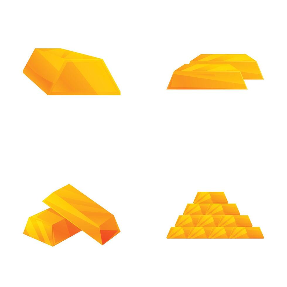 Golden bars and pyramids set vector