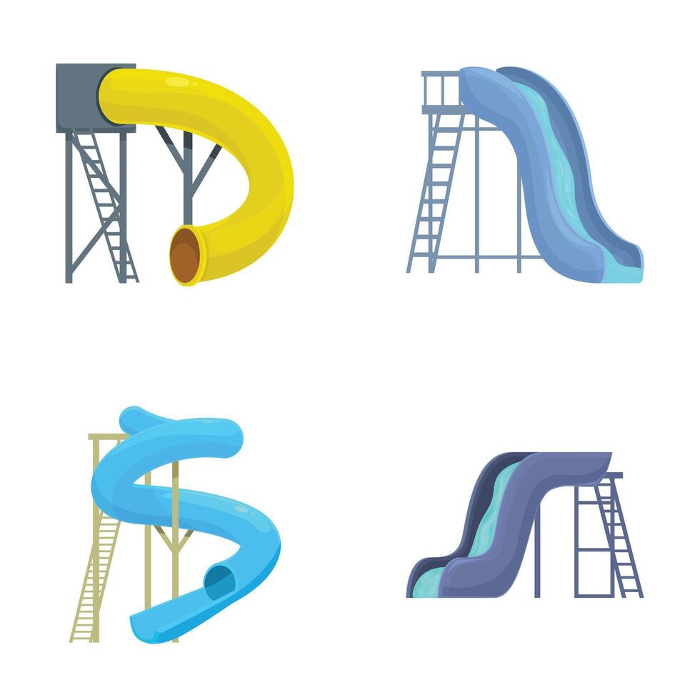 Assortment of colorful playground slides vector