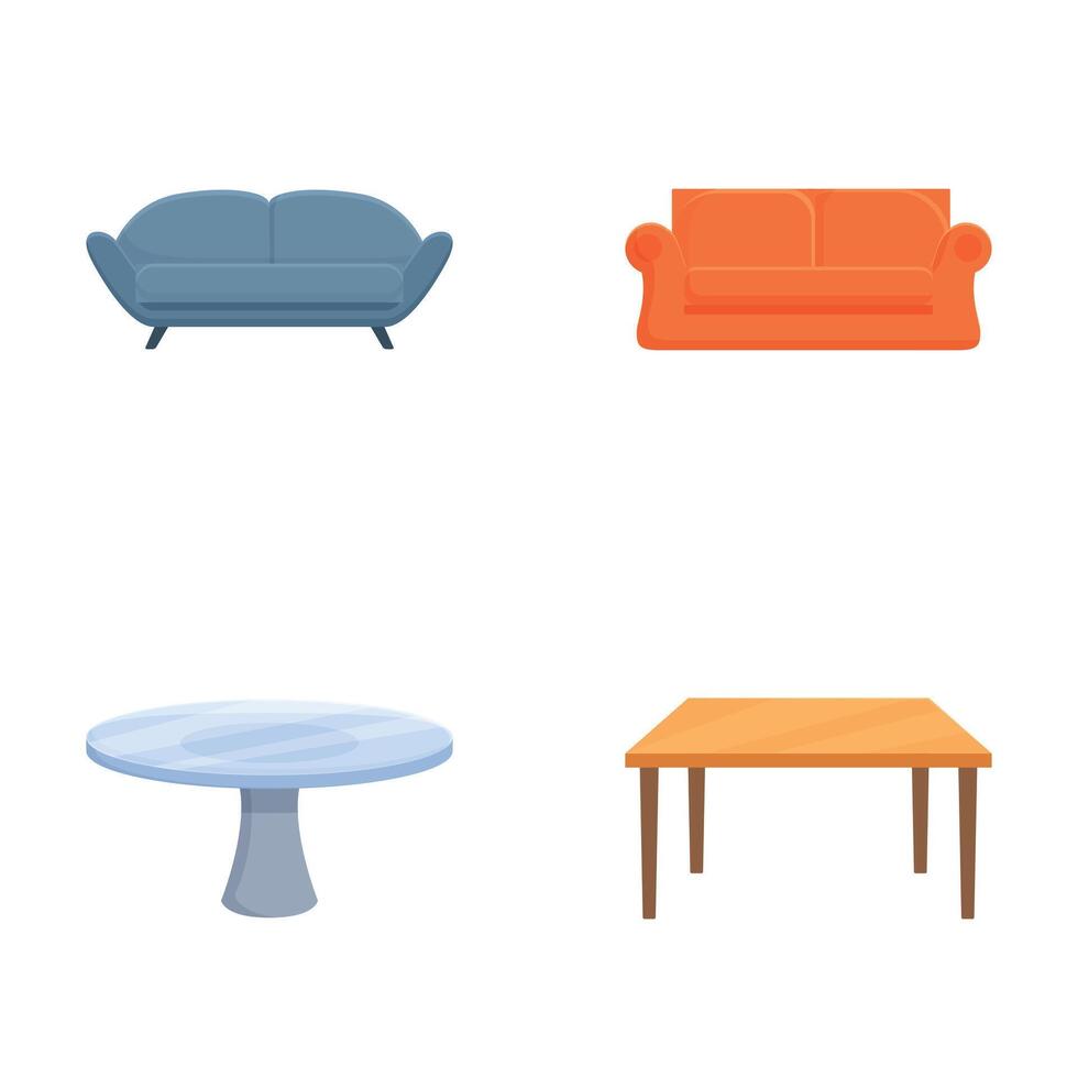 Modern furniture icons set sofa and tables vector