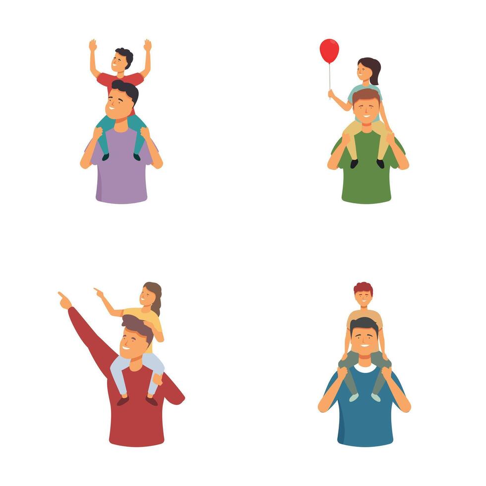 Family fun time collection, parents with children set vector