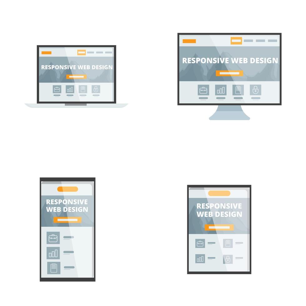 Set of responsive web design devices vector
