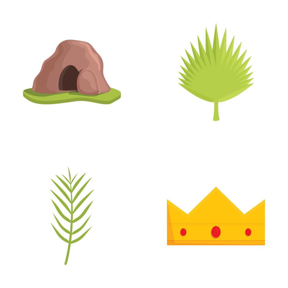 Cartoon nature and royal elements set vector