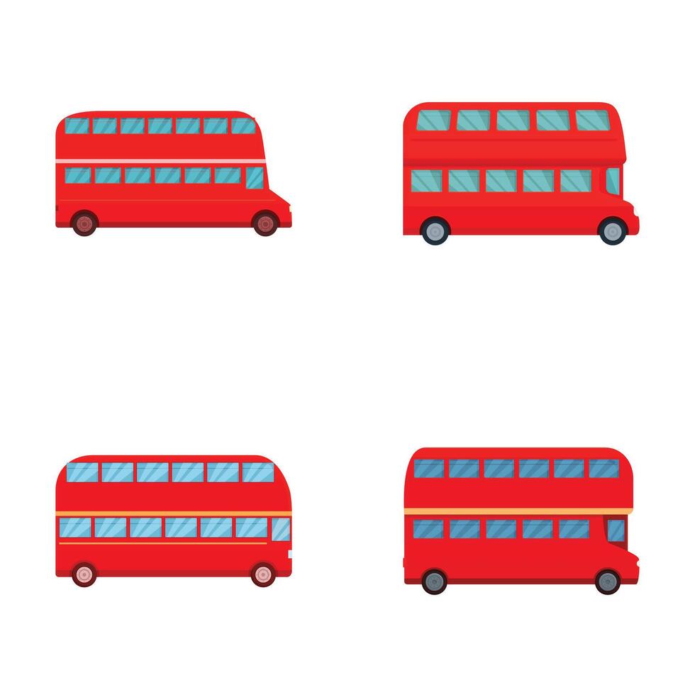Set of cartoon double decker buses vector